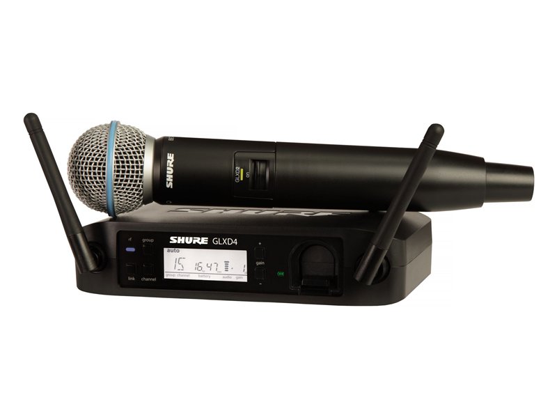 Shure GLXD24E/Beta 58A med GLXD2 handmikrofon och GLXD4 mottagare